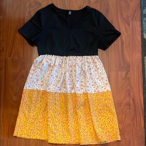 Floral Black and Yellow Dress